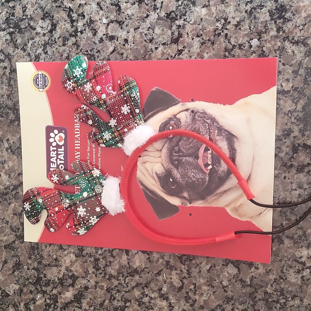 Heart to Tail PET HOLIDAY HEADBAND toggle for secure fit, fabric headband new